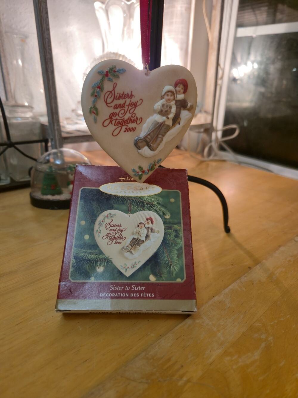 Hallmark 2000 Keepsake Ornament Sister to Sister Porcelain Heart